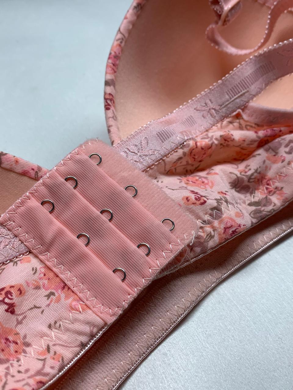 🌹 front Back-Open Bra Charming Floral Print Padded T-Shirt Bra