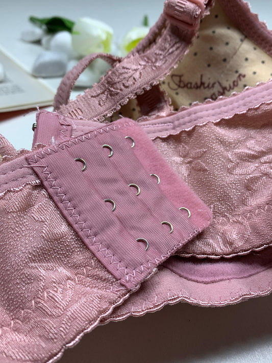 Pink Floral Lace Demi Bra with Adjustable Straps