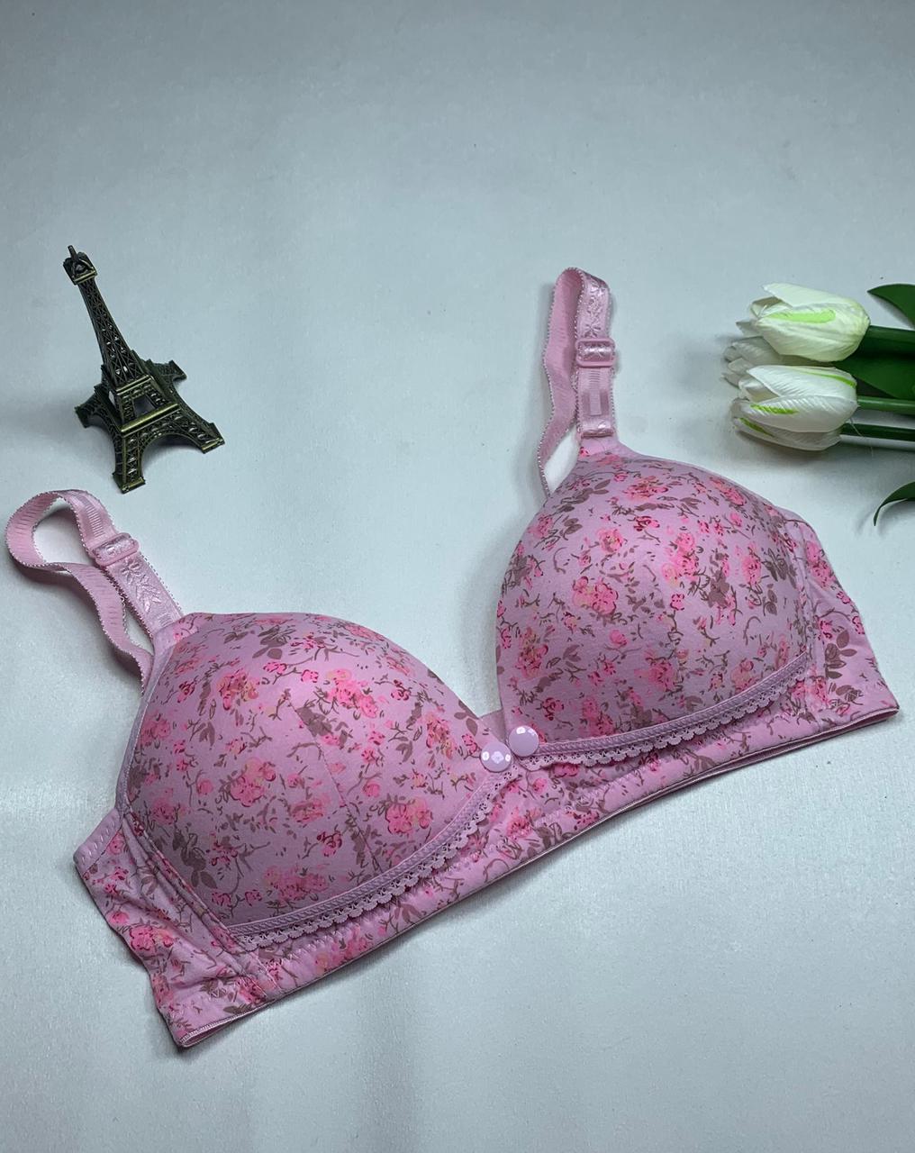 🌹 Front Back-Open Bra Charming Floral Print Padded T-Shirt Bra