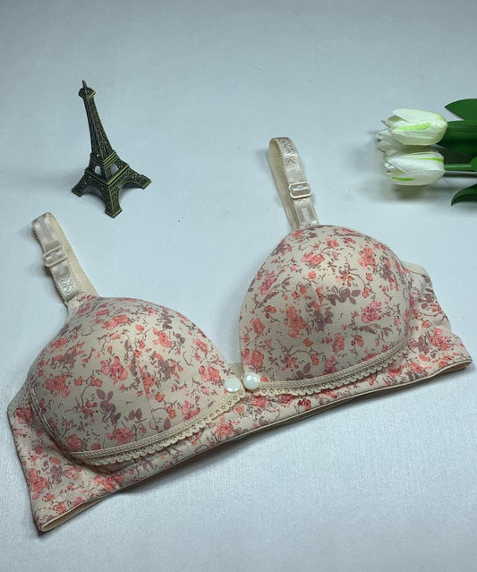 🌹 Front Back-Open Bra Charming Floral Print Padded T-Shirt Bra