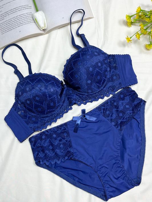 Classic Navy Blue Bra & Panties Set
