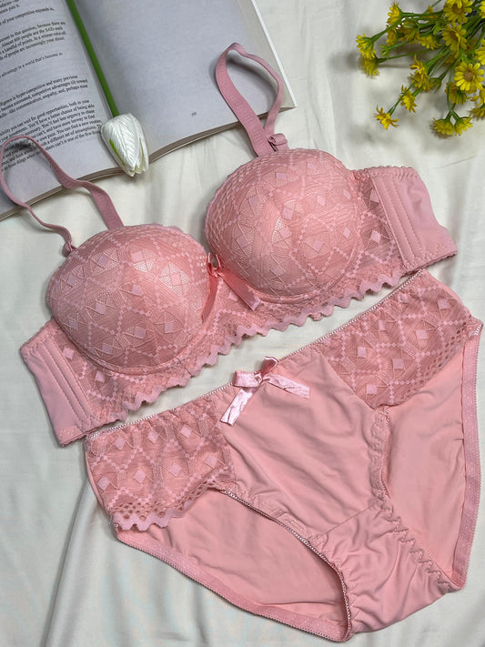 Sweet Blossom Pink Push-Up Bra and Panty Set
